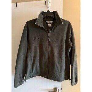 Columbia Fleece Jacket Mens Large Dark Green Full Zip Pockets Outdoor Hiking